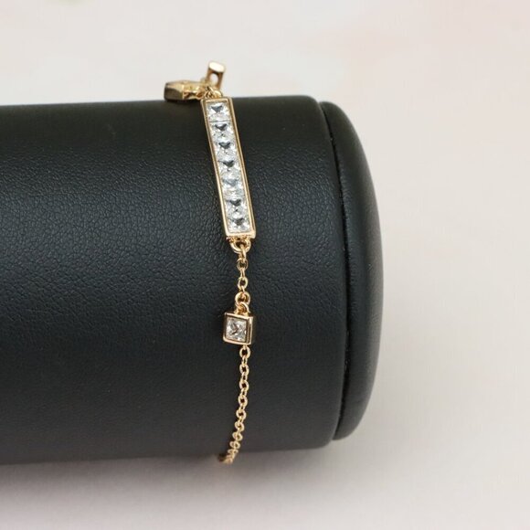 "Rose Gold Chain Bracelet with Bar and CZ Charm, Adjustable Fit, XPBL0756 - Picture 6 of 13